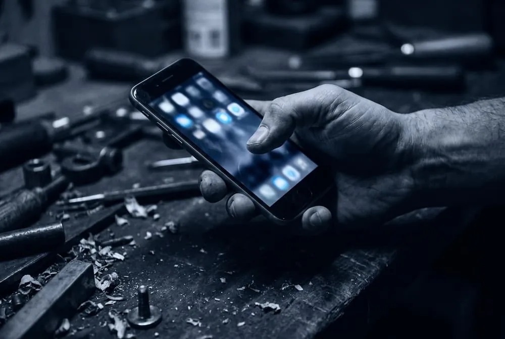 Celular com mapa e pontos de concorrentes